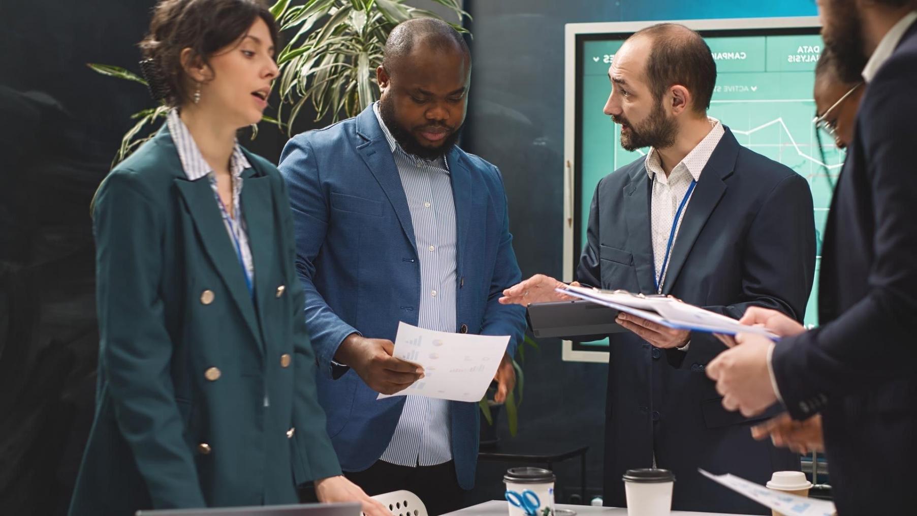 Professional financial consultation environment showing modern workspace